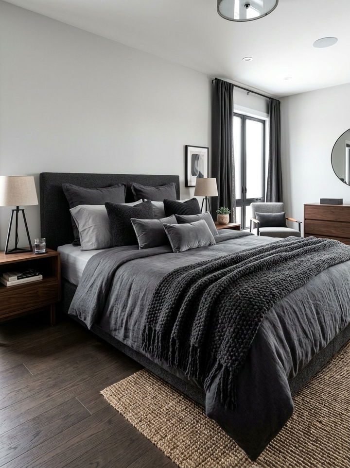 Charcoal Grey Bedding - 30 dramatic bedroom ideas