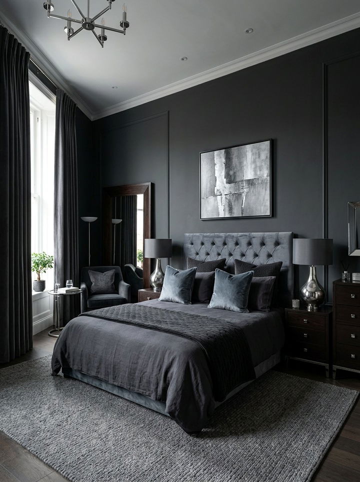 Charcoal Grey Bedroom - 30 monochrome bedroom ideas