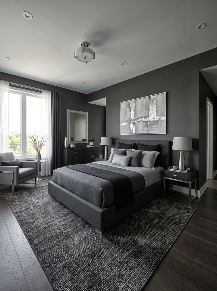 Charcoal Grey Bedroom - 30 bold color bedroom ideas