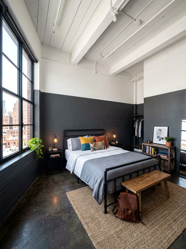 Charcoal Grey Lower Half - 30 bedroom half painted walls