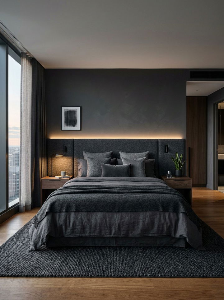 Charcoal Grey Modern Suite - 30 rich color bedroom ideas