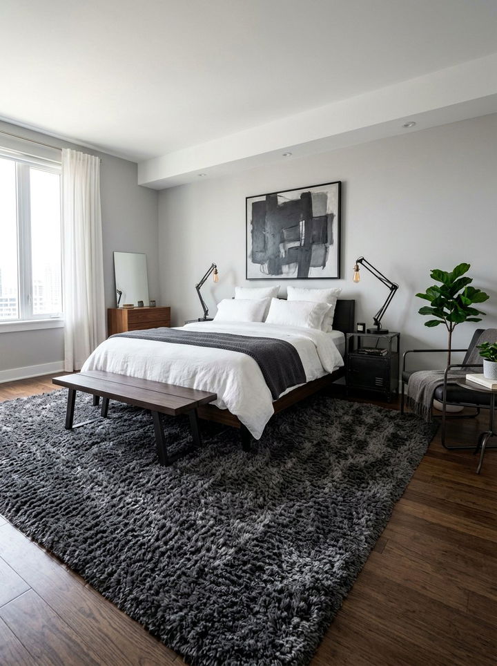 Charcoal Grey Shag Rug - 30 bedroom shag rugs