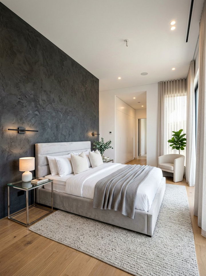 Charcoal Grey Texture - 30 bedroom accent wall ideas