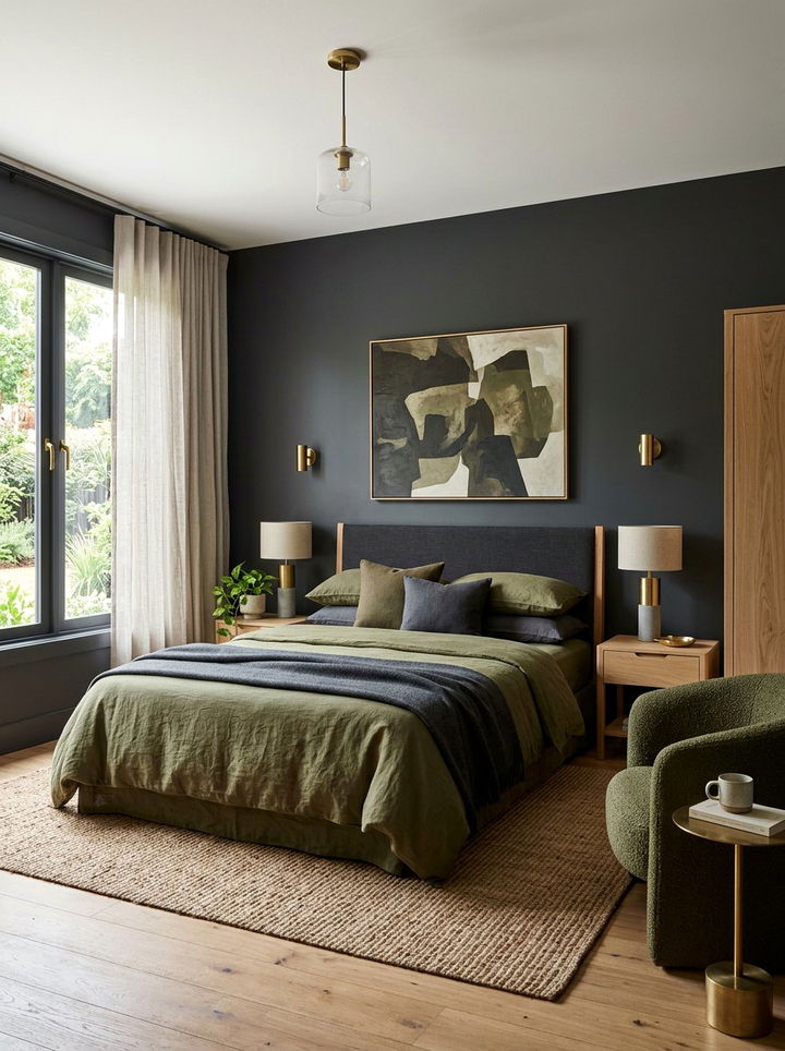 Charcoal Olive Bedroom - 30 charcoal bedroom color schemes