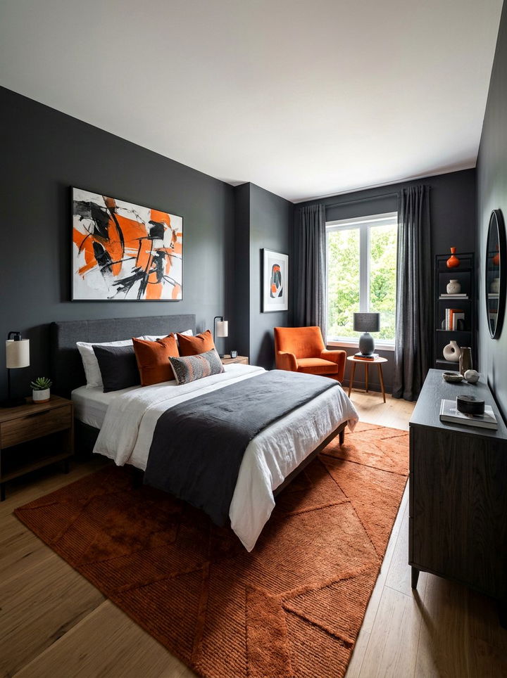 Charcoal Orange Bedroom - 30 charcoal bedroom color schemes