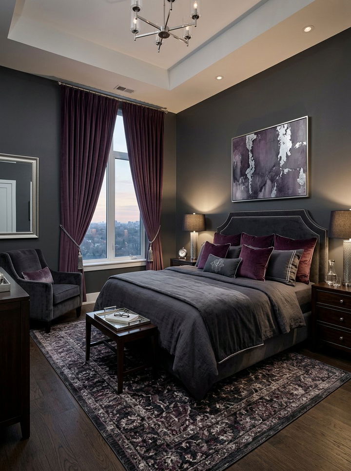 Charcoal Plum Bedroom - 30 charcoal bedroom color schemes