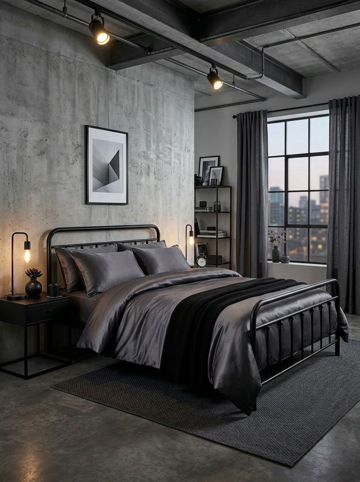 Charcoal Satin Duvet - 30 satin bedroom ideas