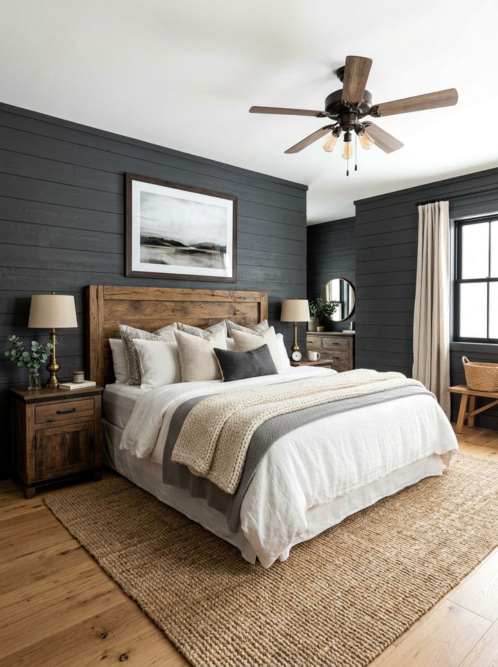 Charcoal Shiplap Bedroom - 30 charcoal accent wall bedroom
