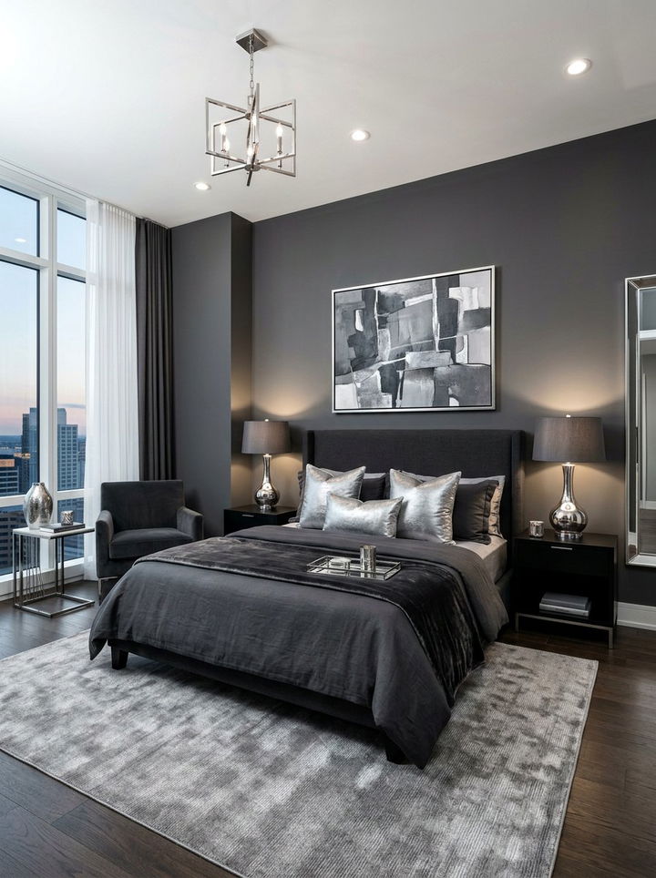 Charcoal Silver Bedroom - 30 charcoal bedroom color schemes