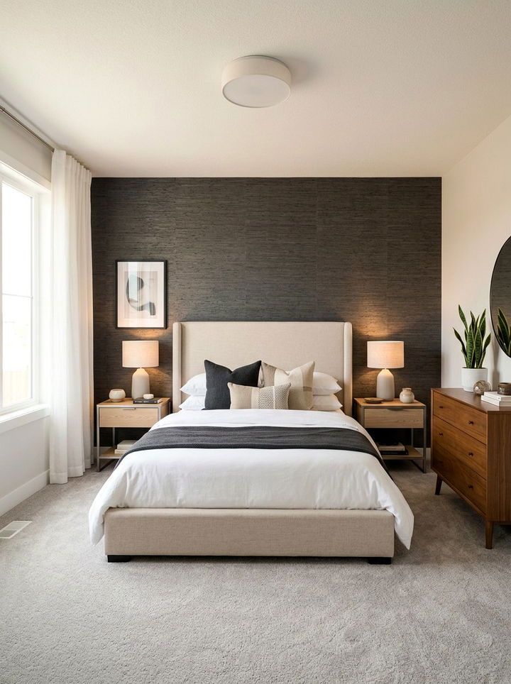 Charcoal Textured Wallpaper - 30 dark charcoal bedroom ideas
