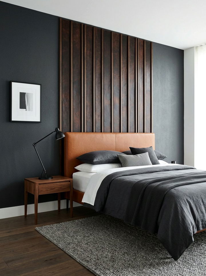 Charcoal Wall With Leather Elements - 30 charcoal accent wall bedroom