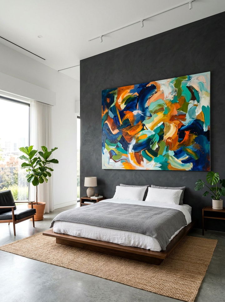 Charcoal Wall With Oversized Art - 30 charcoal accent wall bedroom