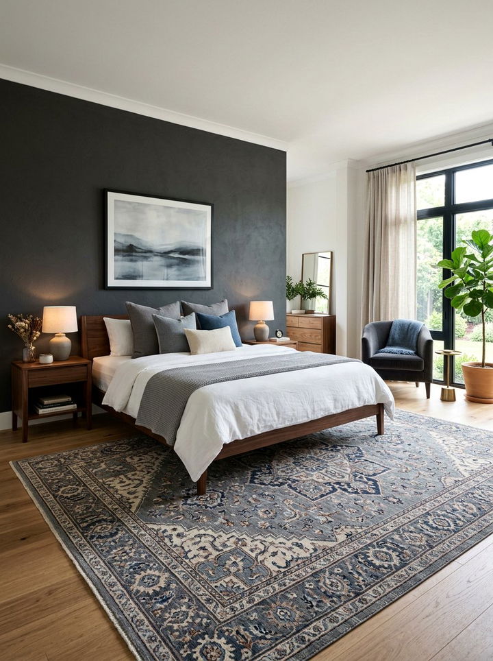 Charcoal Wall With Patterned Rug - 30 charcoal accent wall bedroom