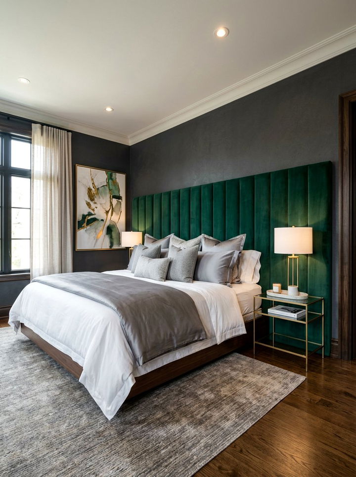 Charcoal Wall With Velvet Headboard - 30 charcoal accent wall bedroom