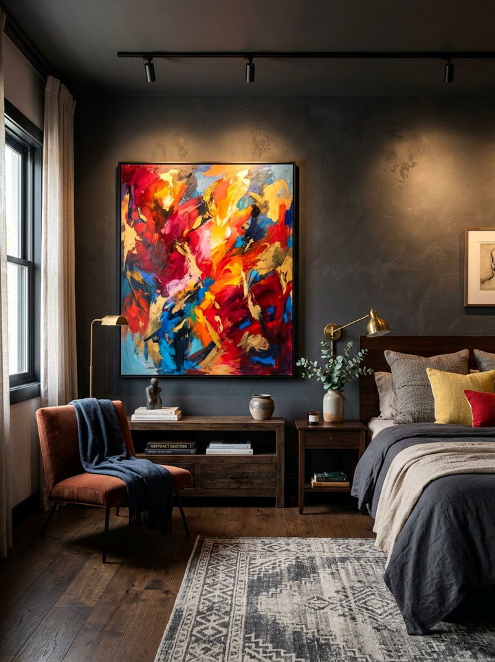 Charcoal Walls Abstract Art - 30 bedroom charcoal walls