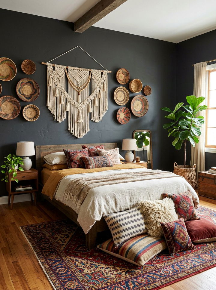 Charcoal Walls Boho Decor - 30 bedroom charcoal walls
