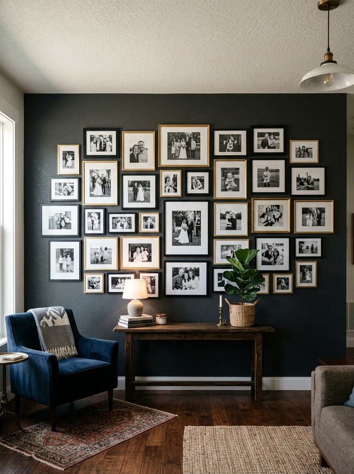 Charcoal Walls Gallery Wall - 30 bedroom charcoal walls