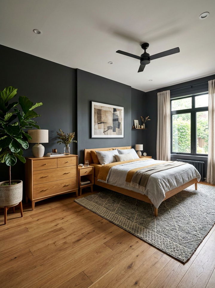 Charcoal Walls Light Wood Furniture - 30 bedroom charcoal walls