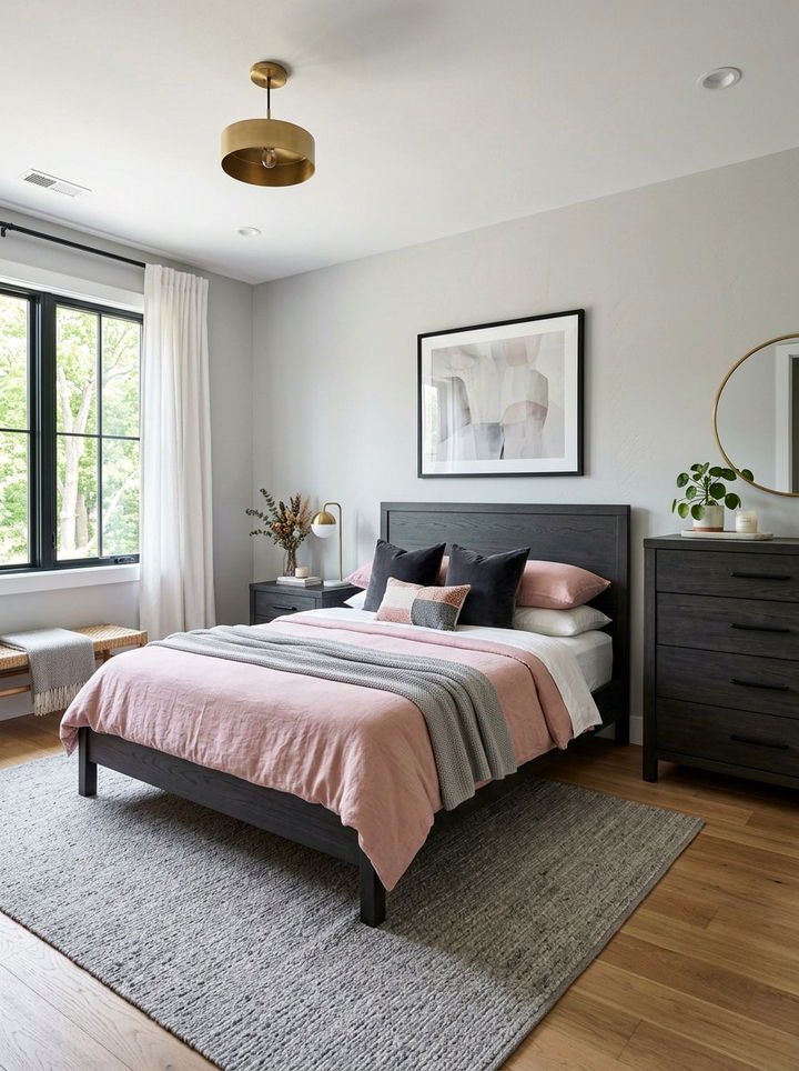 Charcoal Wood Furniture Pink Bedding - 30 charcoal and blush bedroom ideas