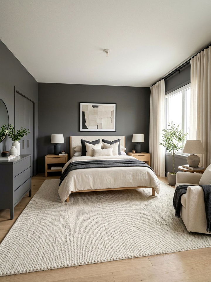 Charcoal and cream palette - 30 charcoal bedroom ideas