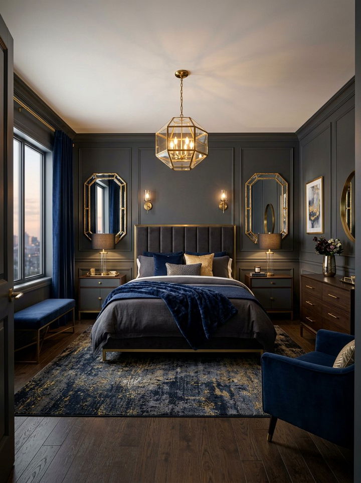 Charcoal and gold decor - 30 charcoal bedroom ideas