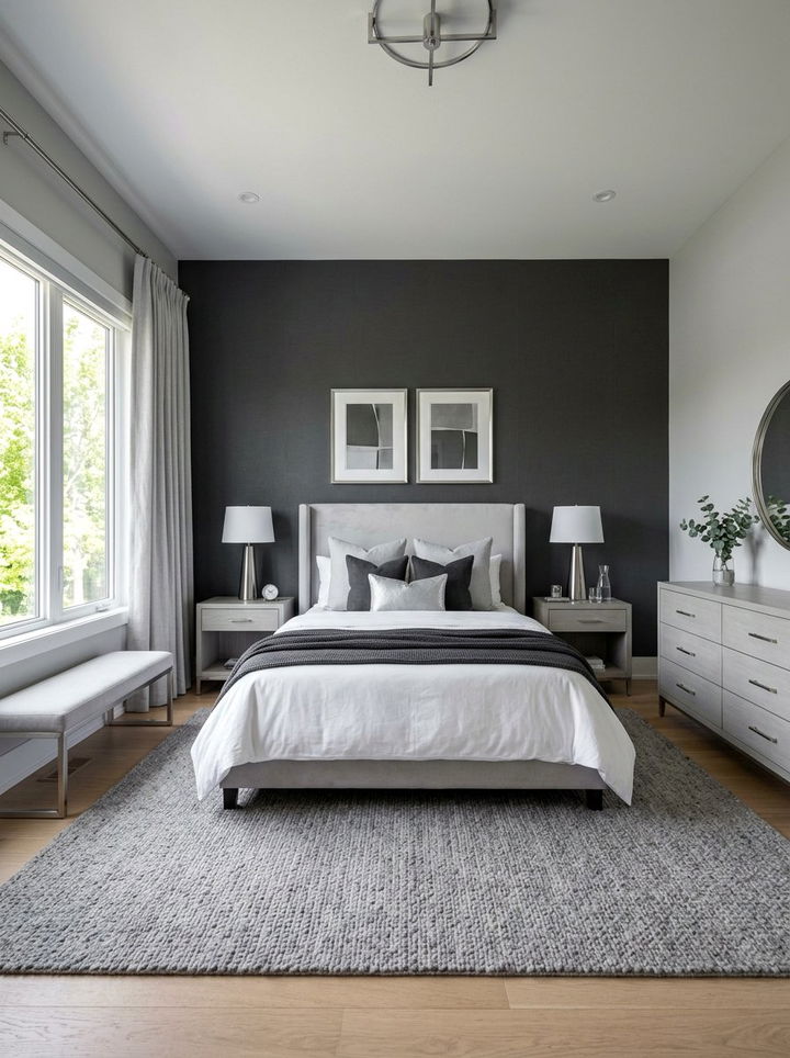 Charcoal and light gray - 30 charcoal bedroom ideas