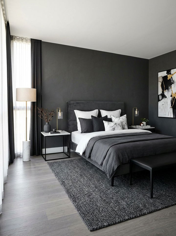 Charcoal and marble decor - 30 charcoal bedroom ideas