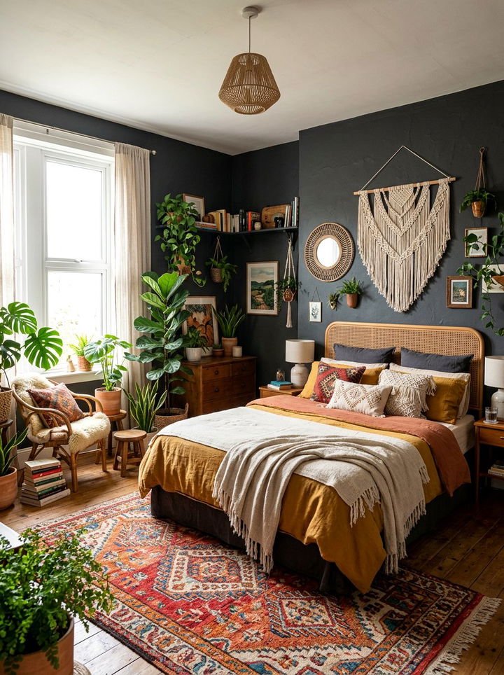 Charcoal boho style - 30 charcoal bedroom ideas