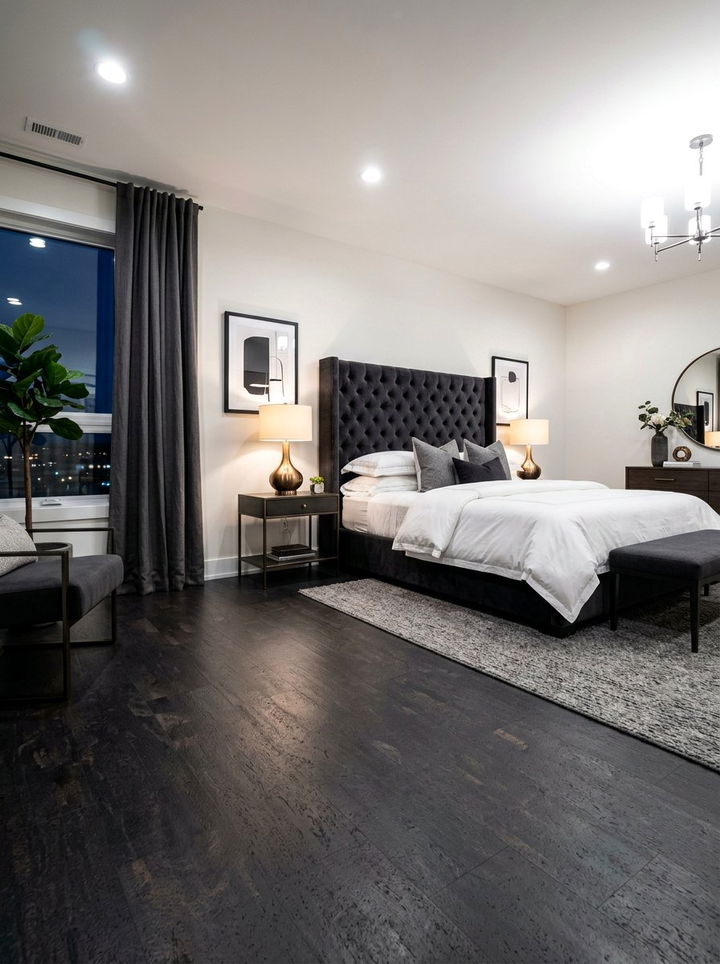 Charcoal cork flooring - 30 bedroom cork flooring ideas