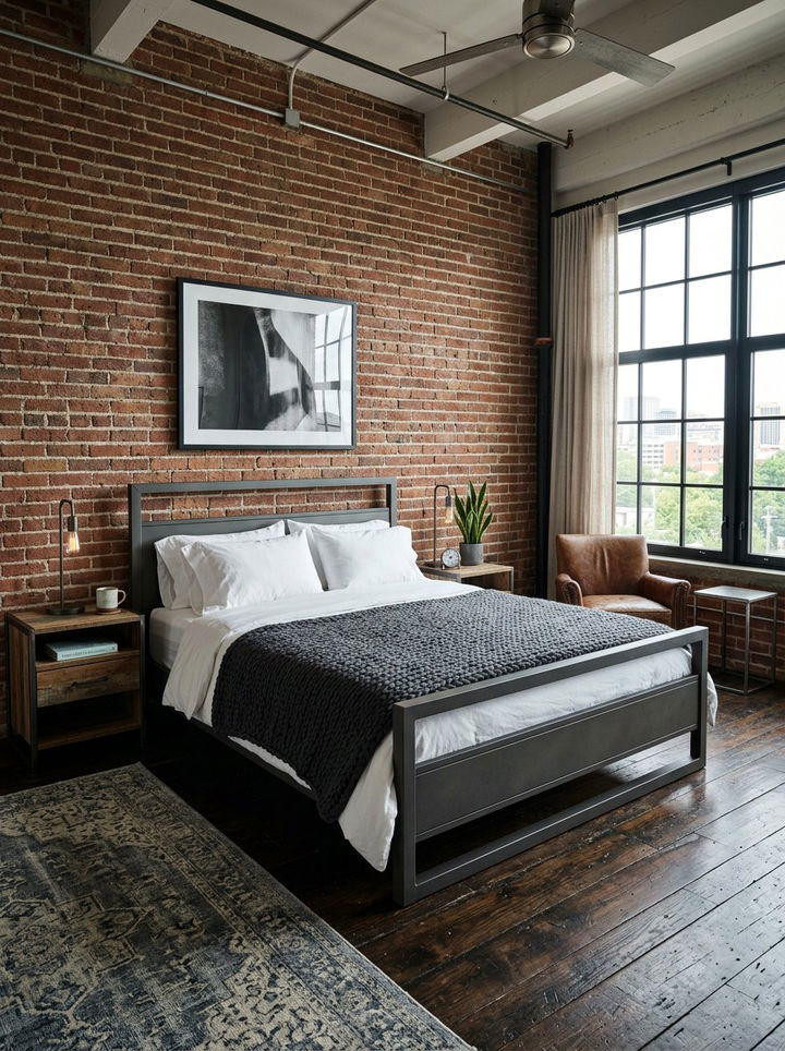 Charcoal gray metal bed frame - 30 bedroom gray furniture ideas