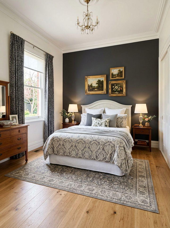 Charcoal grey accent wall - 30 traditional grey bedroom ideas