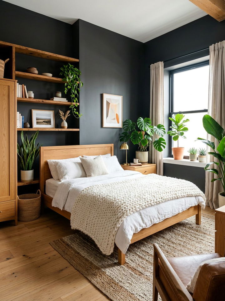 Charcoal grey bedroom - 30 earthy bedroom color ideas