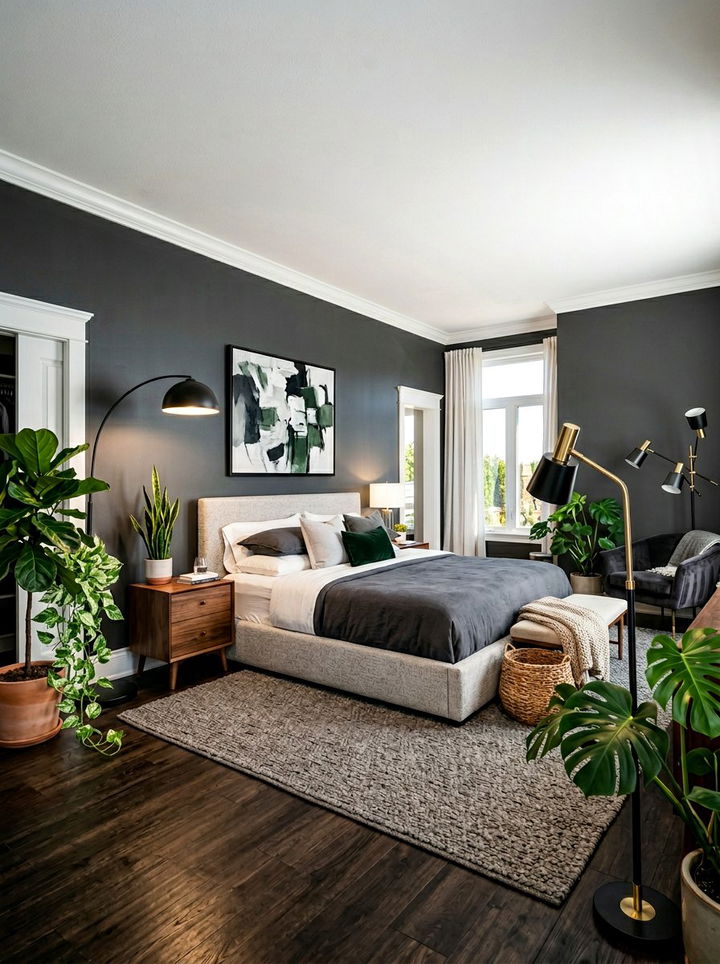 Charcoal grey bedroom - 30 forest inspired bedroom color ideas