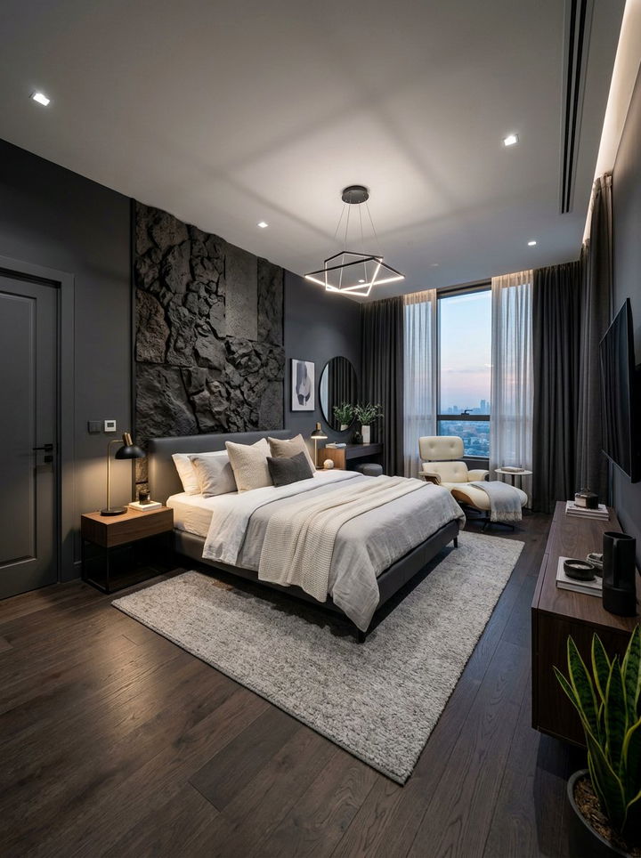 Charcoal grey bedroom theme - 30 nature inspired bedroom color ideas