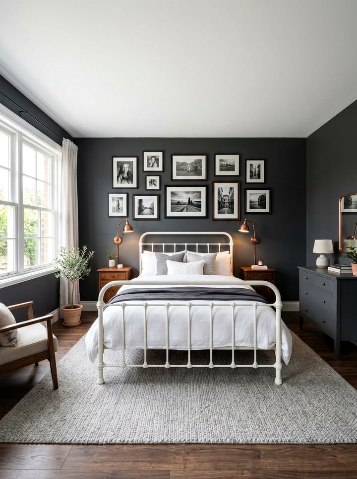 Charcoal grey vintage bedroom - 30 vintage bedroom color ideas