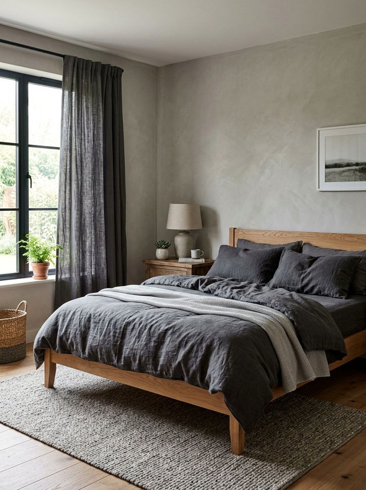 Charcoal linen textures - 30 charcoal bedroom ideas