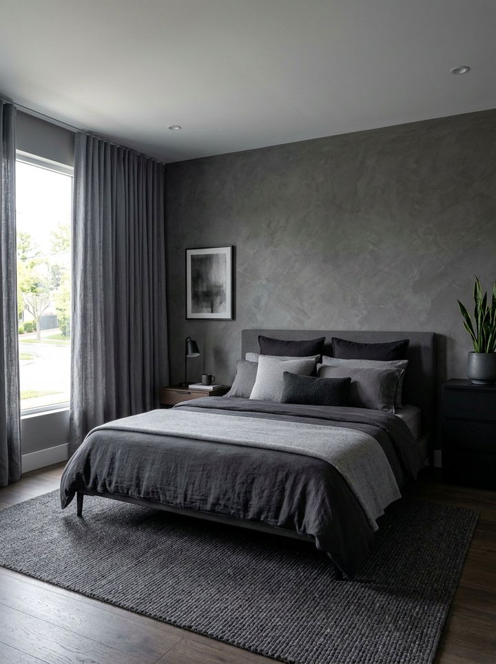 Charcoal monochromatic bedroom - 30 charcoal bedroom ideas