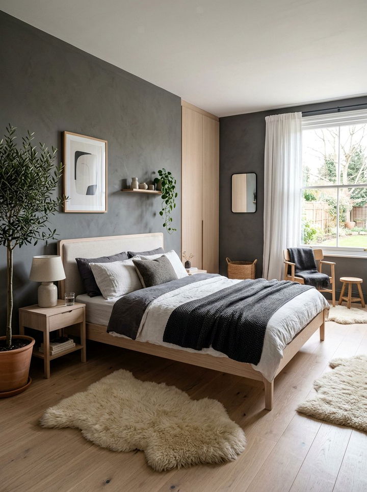 Charcoal scandinavian style - 30 charcoal bedroom ideas