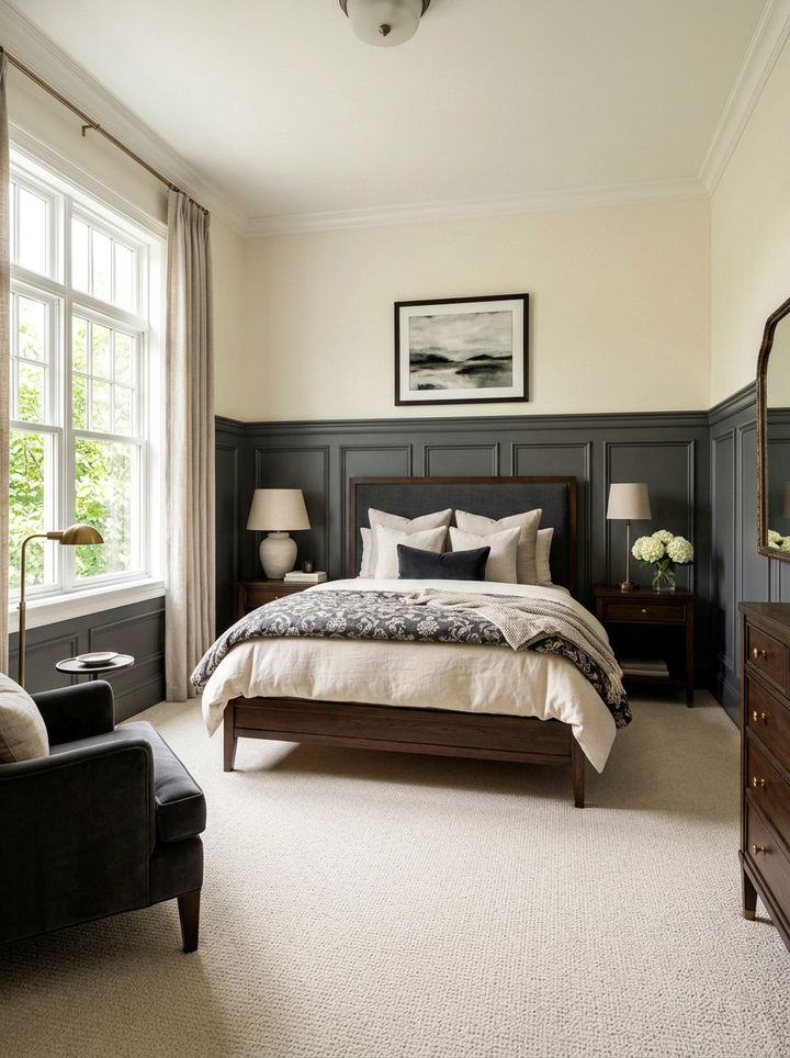 Charcoal wainscoting - 30 charcoal bedroom ideas