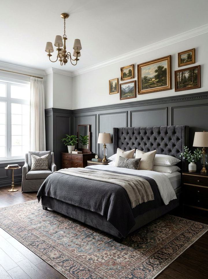 Charcoal wall paneling - 30 charcoal bedroom ideas