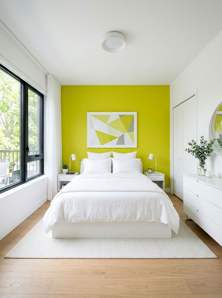 Chartreuse And White Bedroom - 30 yellow green bedroom ideas