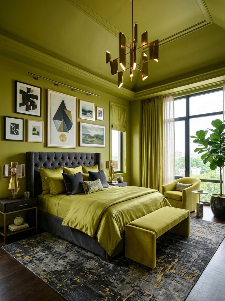 Chartreuse Green Luxury Bedroom - 30 green bedroom decor ideas