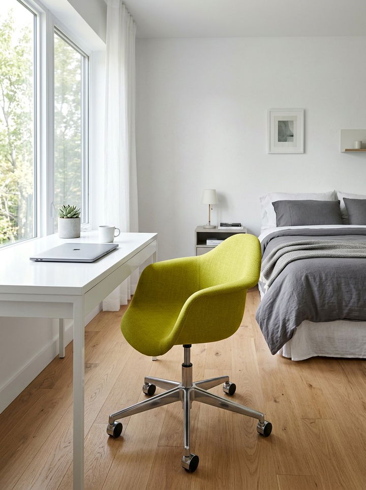 Chartreuse green accent piece - 30 minimalist green bedroom ideas