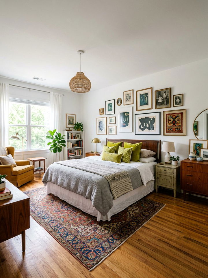 Chartreuse green eclectic bedroom - 30 green and white bedroom ideas