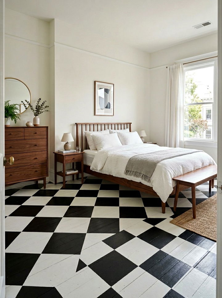 Checkerboard floor period bedroom - 30 period home bedroom ideas