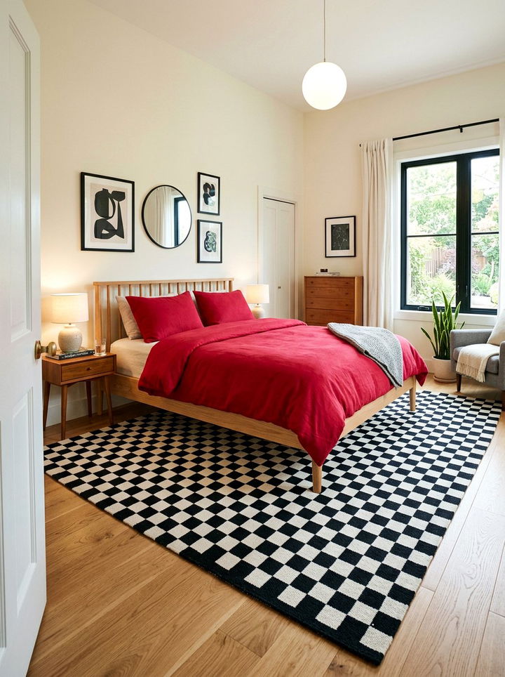 Checkered pattern bedroom - 30 retro bedroom ideas
