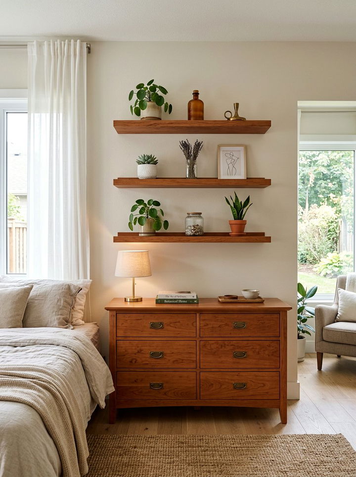 Cherry Wood Floating Shelf - 30 bedroom cherry furniture ideas