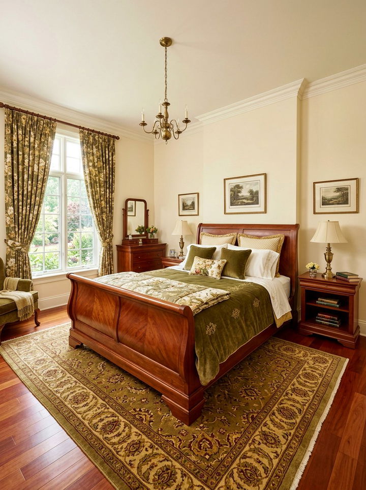 Cherry Wood Sleigh Bed - 30 bedroom sleigh beds