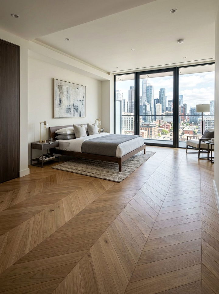 Chevron Oak Bedroom Wood - 30 bedroom flooring ideas