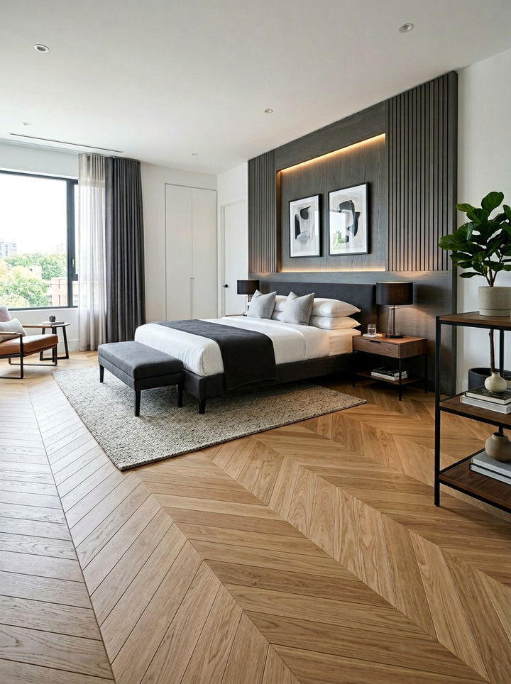 Chevron Pattern Floor Bedroom - 30 bedroom floor ideas